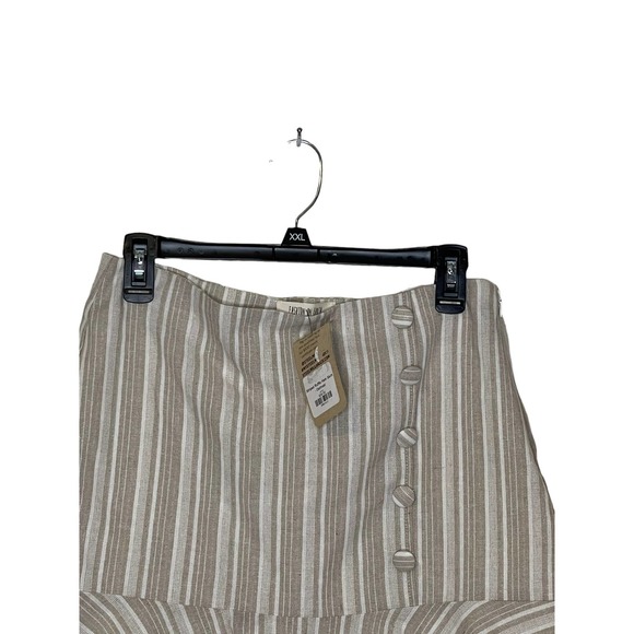 Steel Mill Co Women Skirt Fashion On Earth Linen Blend Ruffle Stiped  Large NWT - Picture 2 of 7